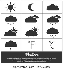 Weather icons. Vector illustration. 