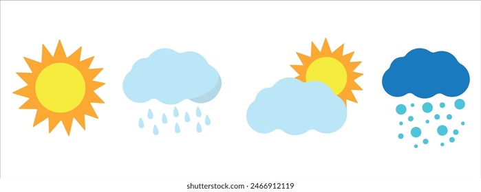 Weather icons vector illustration. Cloud sun snow rain icons