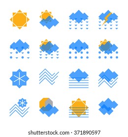 Weather icons. Vector illustration.  Geometric style.