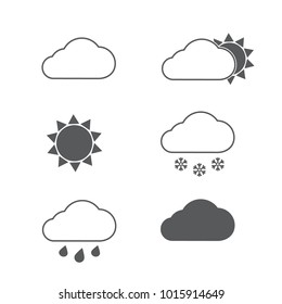 Weather icons. Vector illustration set of original mono weather icons. Eps 10.