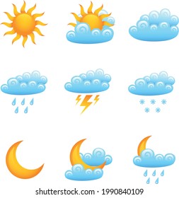 Weather Icons Vector Set. All Types Of Weather Conditions