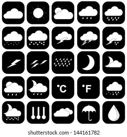 Weather Icons vector set on black background