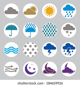 Weather icons vector set, simplistic symbols vector collections.
