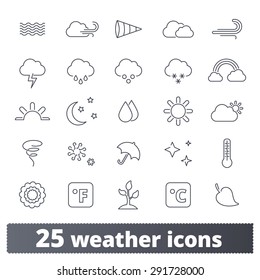 Weather icons: vector set of thin line seasons signs. Forecast interface design elements. Outline series.