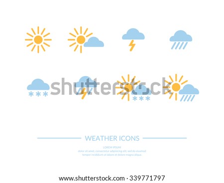 Weather Icons with White Background. Vector illustration.