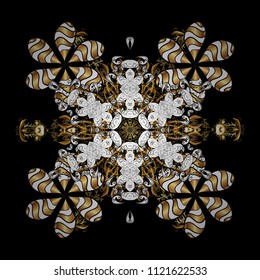 Weather illustration ice collection. Vector. Snowflake vector icon background. Xmas frost snow flake isolated silhouette symbol. Winter black, white and brown christmas snow flat crystal element.