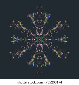 Weather illustration ice collection. Vector. Winter christmas snow flat crystal element. Snowflake vector icon background blue, gray and green color. Xmas frost snow flake isolated silhouette symbol.