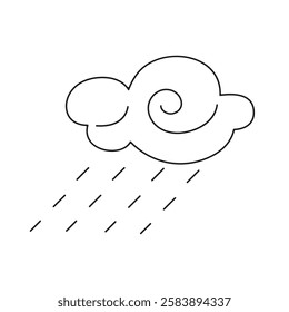 Weather illustration showing a cloudy sky with rain falling down