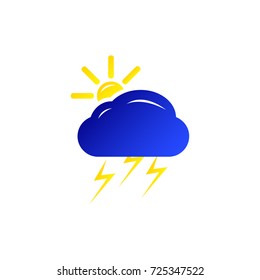 weather illustration, sun, cloud, lightning