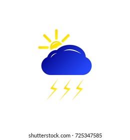 weather illustration, sun, cloud, lightning
