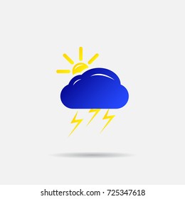 weather illustration, sun, cloud, lightning