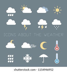 Weather indicator icons. Various designations that can be used in computer or cellular applications.