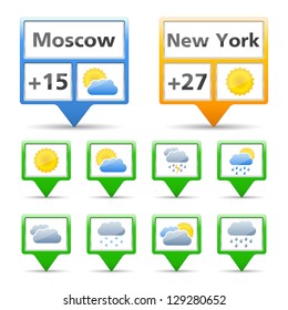 Weather indicators and icons, vector eps10 illustration