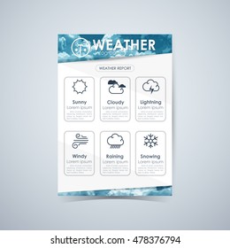 Weather Infographic Report, Brochures Cover Template Layout. Vector illustration
