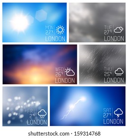 Weather intereface boxes, vector illustration