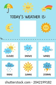 Today’s Weather Is. Template For Kids. Weather Chart. Learning Days Of Week.