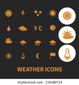 weather isolated icons, signs, vectors, illustrations, silhouettes set, vector