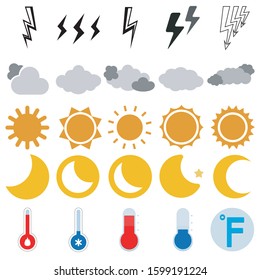 weather lighting cloud sun temperature icon