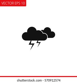 Weather, lightning and clouds Vector Icon.