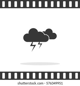 Weather, lightning and clouds Vector Icon.