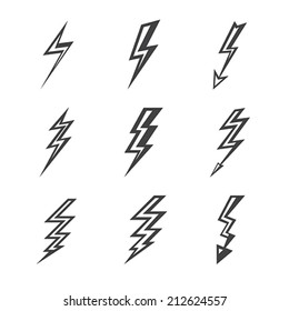 Weather lightning silhouettes on white background template for computing web and app. Vector illustration.