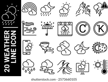 weather line icon, black and white