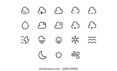 Weather line icon set, weather icons