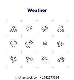 Weather line icon set. Season, nature, water. Climate concept. Can be used for topics like meteorology, outdoor, synoptic