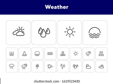 Weather line icon set. Season, nature, water. Climate concept. Can be used for topics like meteorology, outdoor, synoptic