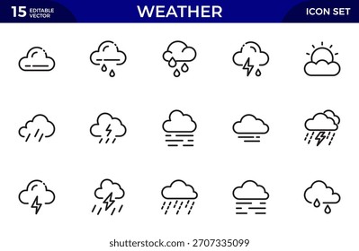 Weather Line icon set. Thin line icons set. Simple vector icons. Thin outline icons pack. Vector illustration