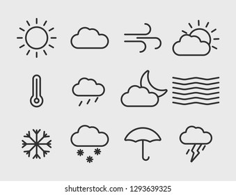 weather line icon set, vector