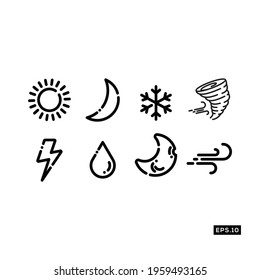 Weather line icon set vector. Weather icon or logo symbol illustration