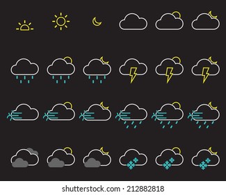 Weather line icon set vector