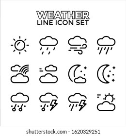 Weather line icon and solid vector sign, linear and outline logo design illustration