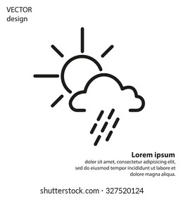 weather line icon. sun behind the cloud with rain