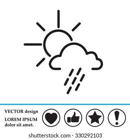 weather line icon. sun behind the cloud with rain