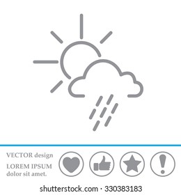 weather line icon. sun behind the cloud with rain