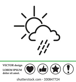 weather line icon. sun behind the cloud with rain