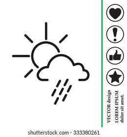 weather line icon. sun behind the cloud with rain