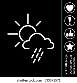 weather line icon. sun behind the cloud with rain