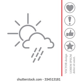 weather line icon. sun behind the cloud with rain