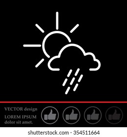 weather line icon. sun behind the cloud with rain