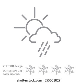 weather line icon. sun behind the cloud with rain
