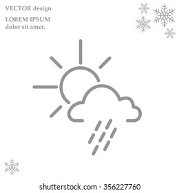 weather line icon. sun behind the cloud with rain