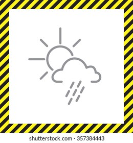 weather line icon. sun behind the cloud with rain