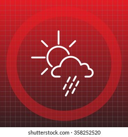 weather line icon. sun behind the cloud with rain