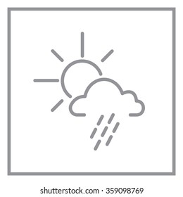 weather line icon. sun behind the cloud with rain