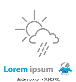 weather line icon. sun behind the cloud with rain