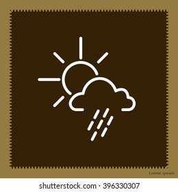 weather line icon. sun behind the cloud with rain