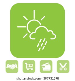 weather line icon. sun behind the cloud with rain